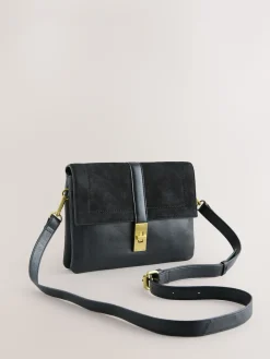 Next Leather Croc Effect Cross-Body Bag Black Hot