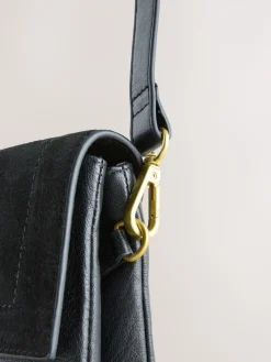 Next Leather Croc Effect Cross-Body Bag Black Hot