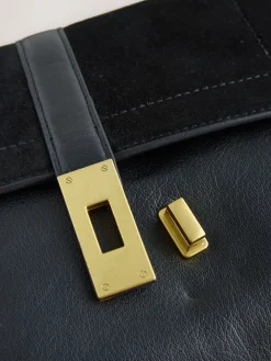 Next Leather Croc Effect Cross-Body Bag Black Hot