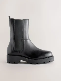 Next Forever Comfort® Chunky Chelsea Boots Black Leather Hot