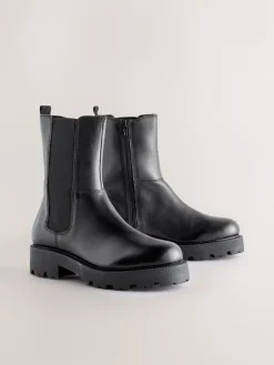 Next Forever Comfort® Chunky Chelsea Boots Black Leather Hot