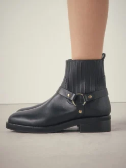Next Black Leather Forever Comfort® Hardware Harness Chelsea Boots Sale