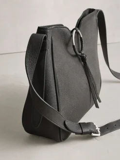 Next Black Leather Messenger Cross-Body Bag Clearance