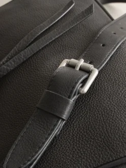 Next Black Leather Messenger Cross-Body Bag Clearance