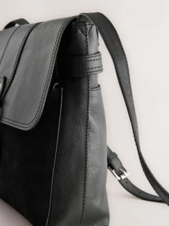 Next Leather Pocket Messenger Bag Black Sale