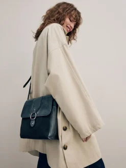 Next Leather Pocket Messenger Bag Black Sale