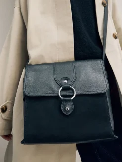 Next Leather Pocket Messenger Bag Black Sale