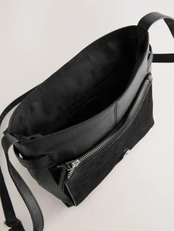 Next Leather Pocket Messenger Bag Black Sale