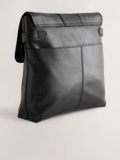 Next Leather Pocket Messenger Bag Black Sale