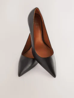 Next Leather Point Toe Court Shoes Black Discount