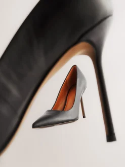 Next Leather Point Toe Court Shoes Black Discount