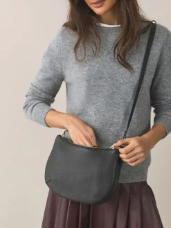 Next Leather Scoop Cross-Body Bag Black