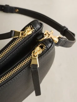 Next Leather Scoop Cross-Body Bag Black