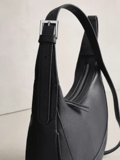 Next Black Leather Scoop Cross-Body Bag