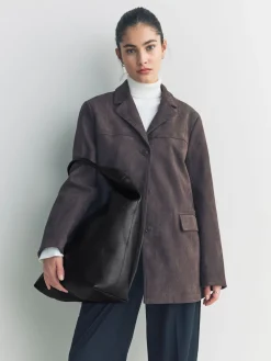 Next Slouchy Shoulder Bag Black Leather Online