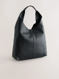 Next Slouchy Shoulder Bag Black Leather Online