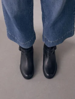 Next Standard/Wide Fit Leather Slouch Ankle Boots Black Leather Online