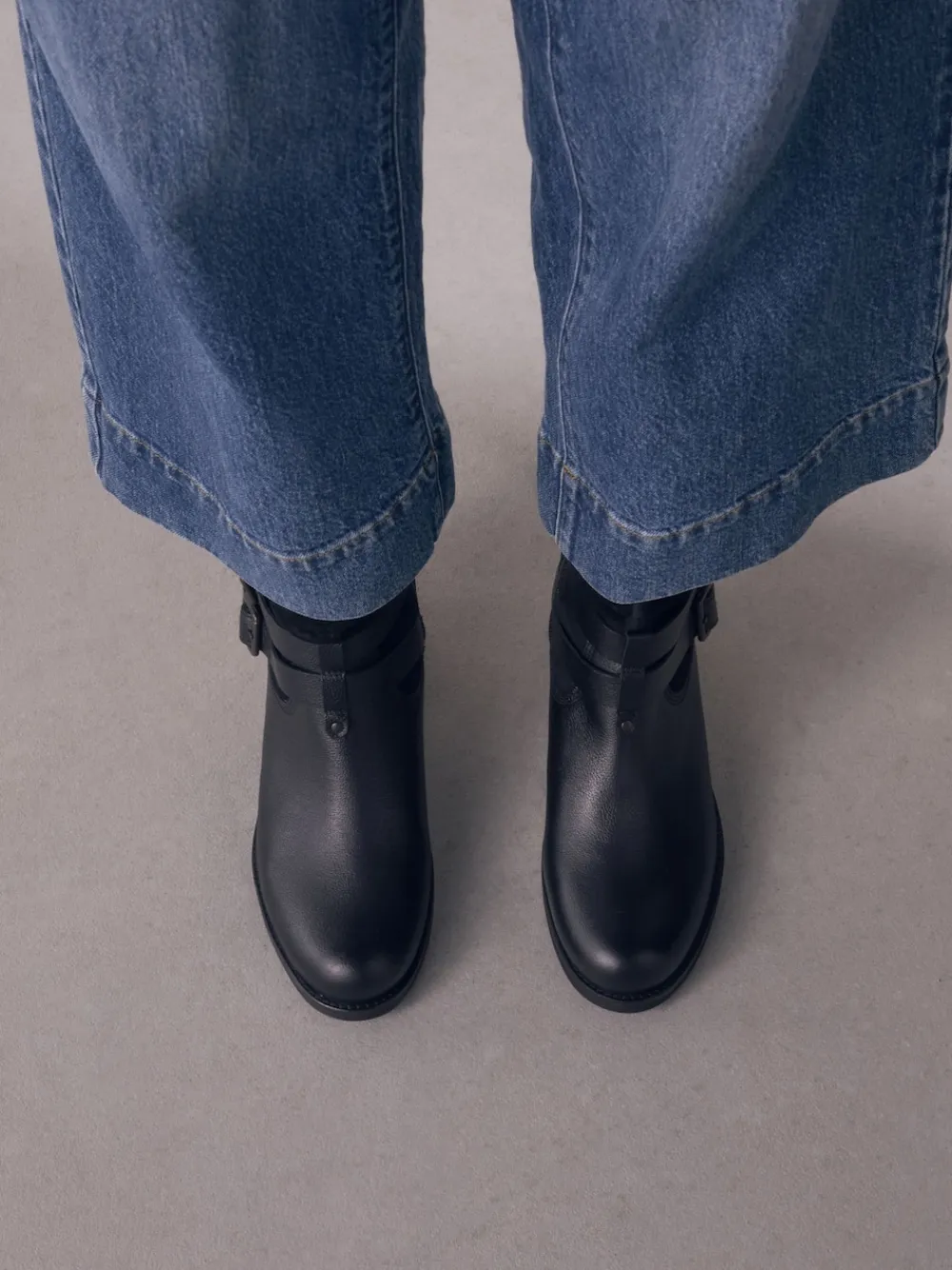 Next Standard/Wide Fit Leather Slouch Ankle Boots Black Leather Online