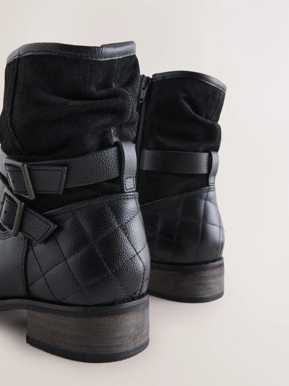 Next Standard/Wide Fit Leather Slouch Ankle Boots Black Leather Online