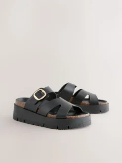 Next Leather Strap Buckle Detail Sandals Black Best