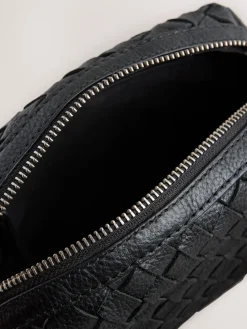 Next Black Leather Weave Camera Bag