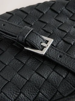 Next Black Leather Weave Camera Bag