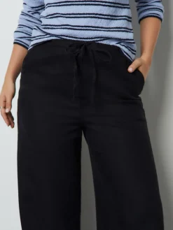 Next Linen Blend Wide Leg Trousers Black Online