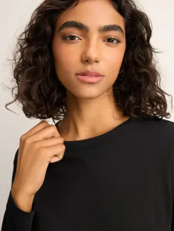 Next Black Long Sleeve Crew Neck T-Shirt New