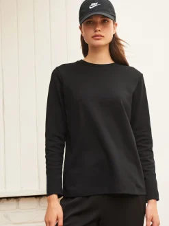 Next Black Long Sleeve Heavyweight Crew Neck T-Shirt Hot