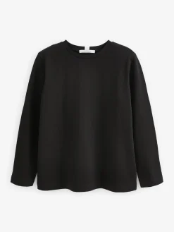 Next Black Long Sleeve Heavyweight Crew Neck T-Shirt Hot