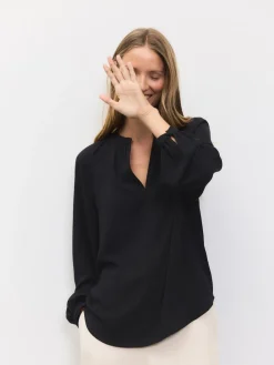 Next Black Long Sleeve V-Neck Blouse Discount