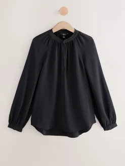 Next Black Long Sleeve V-Neck Blouse Discount