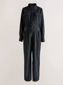 Next Black Maternity Denim Boilersuit Discount
