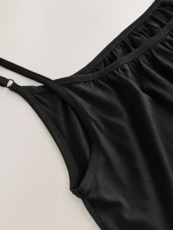 Next Maxi Length Trapeze Shape Ruched Neckline Thin Vest Strap Dress Black Discount