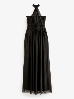 Next Black Mesh Multiway Wedding Guest Bridesmaid Maxi Dress