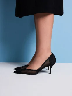 Next Tabitha Simmons x Mary Grace Leather Chisel Toe Court Heels Black mesh Clearance