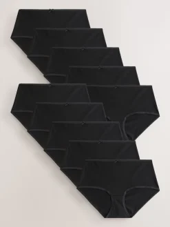 Next Black Midi Full Briefs Cotton Knickers 10 Pack New