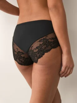 Next Midi No VPL Lace Back Briefs 3 Pack Black Clearance