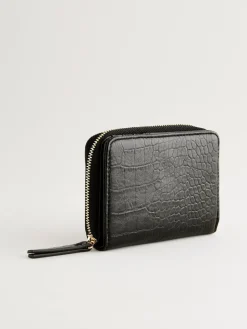 Next Midi Zip Around Purse Black Discount