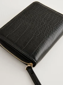 Next Midi Zip Around Purse Black Discount
