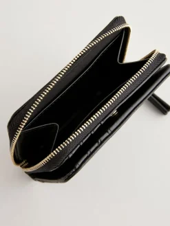 Next Midi Zip Around Purse Black Discount