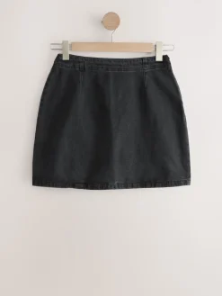 Next Black Mini Hourglass Denim Skirt Outlet