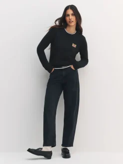 Next Black Music Cassette Long Sleeve Crew Neck Jumper With Wool Sale