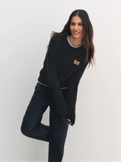 Next Black Music Cassette Long Sleeve Crew Neck Jumper With Wool Sale