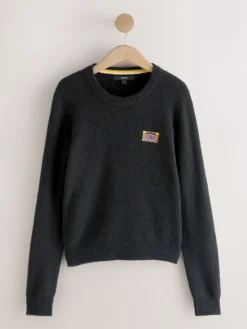 Next Black Music Cassette Long Sleeve Crew Neck Jumper With Wool Sale