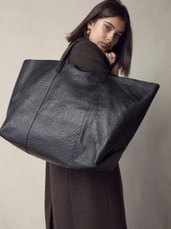 Next N. Premium Large Leather Shopper Bag Black Clearance