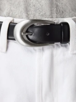 Next Black N. Premium Made In Italy Curve Buckle Leather Belt