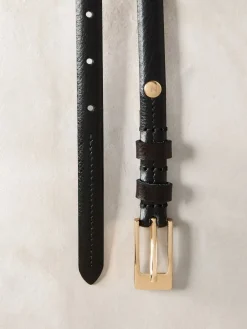 Next N. Premium Skinny Made In Italy Leather Belt Black Hot