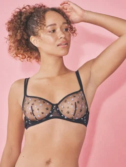 Next Black Non Pad Balcony Embroidered CoppaFeel! Bra