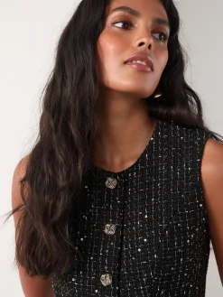 Next Occasion 2-in-1 Tweed Waistcoat Dress Black Hot